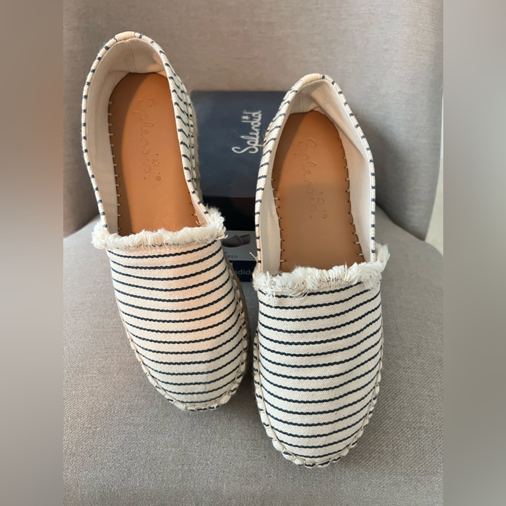 NWT Splendid “Lily” blue and cream striped esperadrilles. Size 8.5